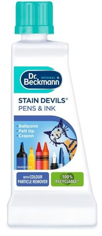 Stain Devils 50ml - Pens and Ink Stain Remover Gental on Colours - Suitable for Washable & Non Washable Fabrics Removes Ballpoint, Felt Tip, Crayon, Markers, Watercolour Stains on Cloth
