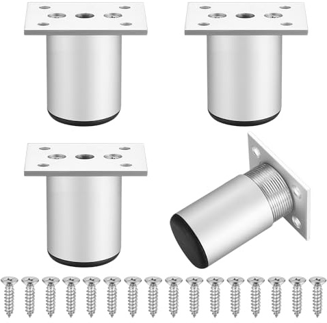 SZSIQI 4 Pièces Pieds de Meubles, 5 cm Pied Meuble, Pied de Table, Pieds Armoire en Méta Alliage Aluminiuml, Jambes de Table, Pied pour Meuble Canapé Placard Armoires Cuisine, avec Vis