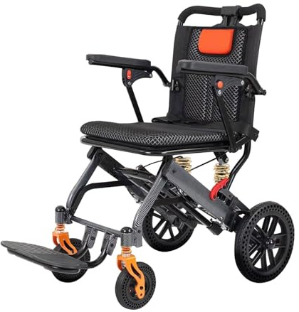 Silla de ruedas de transporte ligera y plegable para adultos, silla portátil de aluminio para viajes y uso diario, capacidad de 200 libras (20 cm)