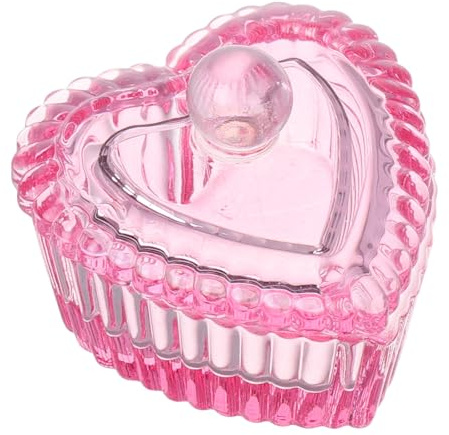 Mikikit Plat Dappen en Verre pour Organiser Petits Objets avec Couvercle Rose de Cœur Élégant Outil Nail Art pour Manucure et Nail Art