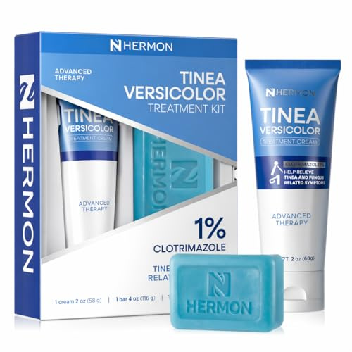 Hermon Tinea Versicolor Treatment Cream & Soap: Clinically Proven Cream for Athlete's Foot,Tinea Versicolor, Jock Itch, Ringworm - Soothes, Cleanses, and Restores Skin Health
