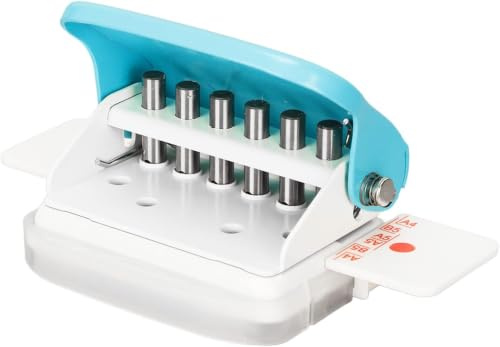 Rilegatrice Mini Azzurra - 6 Fori, Perfora 5 Fogli, Perfetta per B5 (30 Fori), A5 (26 Fori) E Pagine Interne per Flipchart, Compatta E Facile da Usare.
