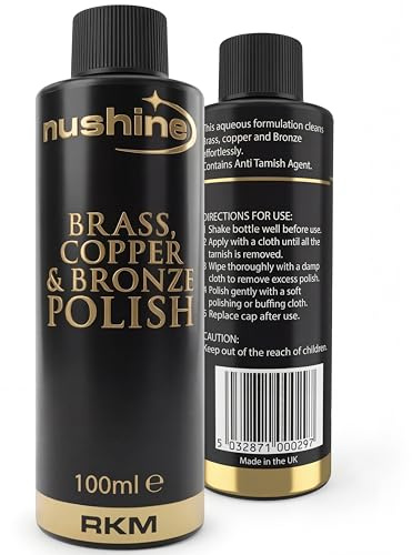Nushine Brass, Copper & Bronze Polish 100ml, Brass Cleaner, Bronze cleaner, Copper Cleaner - Ecofriendly, Solvent Free & Contains Anti Tarnish Agent to delay Future Tarnish
