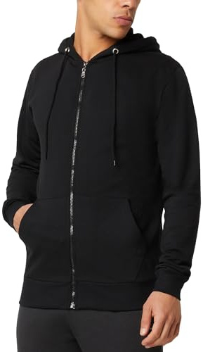 FM London sudadera con cremallera para hombre - Sudadera con cremallera ideal para ropa casual y deportiva, Negro, M