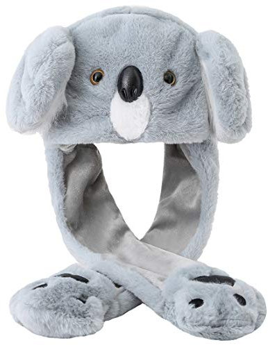 dressfan Felpa Koala Orejas Moviles de Peluche,Animal Gorro Orejas ue se Mueven Sombrero de Salto Levanta Orejas Juguete Regalo de Cumpleaños/Navidad Fiesta Gorro para Mujer