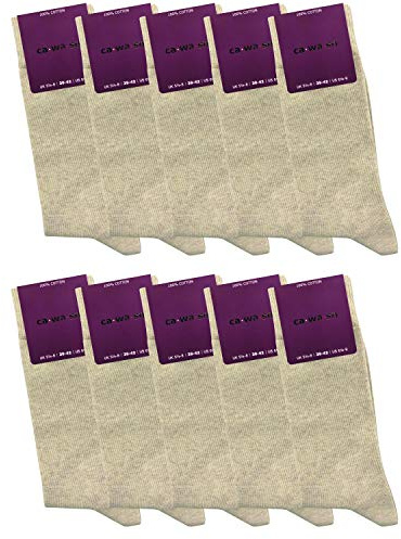 ca·wa·so Chaussettes 100% coton pour femmes | 10 paires | Chaussettes sans couture en pur coton (Beige, 35-38)