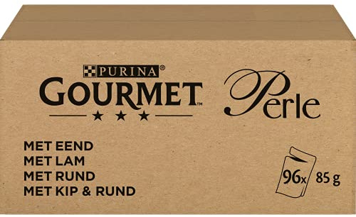 GOURMET | Perle | Les Filettines en Sauce | Aliment Complet pour Chat Adulte | Sachets Fraîcheur | Au Boeuf, Au Poulet, Au Thon, Au Saumon | 96 x 85 g