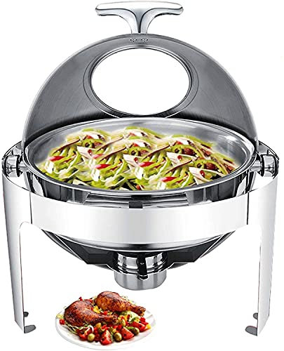 JINCAN. Piatto di chafing, 6L - Riscaldamento da alcolici, scaldini per feste e buffet, Server a buffet rotondi e scaldini per mantenere il cibo fresco e delizioso (Taglia : GN 1/1)