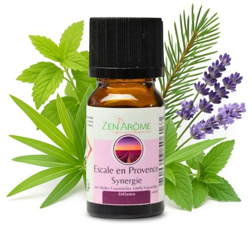 Synergie Huiles Essentielles Escale en Provence – Mélange Huiles Essentielles 100% Pure et Naturelle – S’Utilise en Diffusion pour l’Aromathérapie – 10ml – Analysé et Conditionné en France - Zen’Arôme