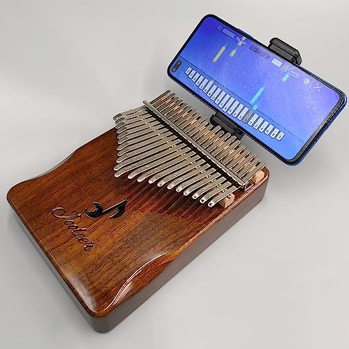 Jooleer 21 Keys Solid Kalimba with App Phone Holder Carrying Case Portable Thumb Piano Mbira Gifts Professional Beginners Tuning Hammer Finger Covers Key Stickers