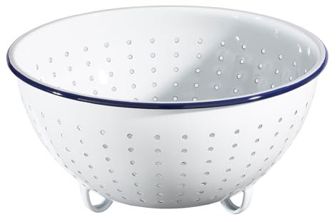 Hairy Bikers KAS1902 Enamelled Cookware, Colander, PFOA Free, Dishwasher Safe, Steel, White
