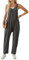 SotRong Summer Casual Sleeveless Baggy Jumpsuits for Women Uk V Neck Jersey Romper Wide Straps Tank Playsuit Solid Color One Piece Hot Shot Onesie with Pocket Dark Grey S