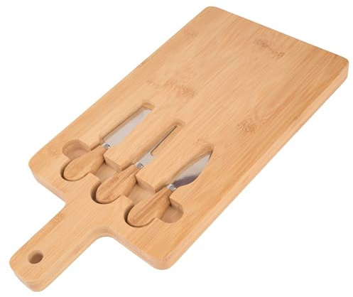 TARUNMO Planche à charcuterie en bambou et couteau à fromage, 40 x 18 cm