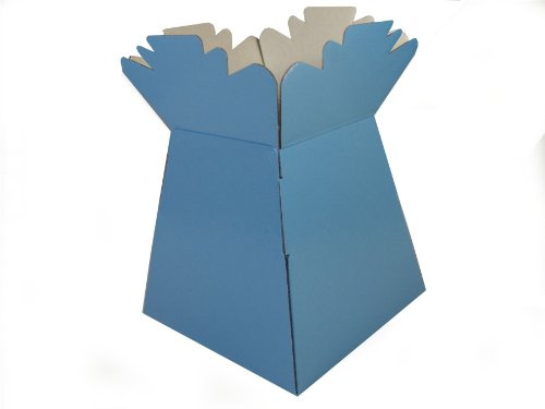 Hand-Tied Vase Florist Bouquet Boxes | Aqua Presentation & Transporter Boxes | Pack of 5 | Durable Flower & Plant Packaging | Glossy Baby Blue