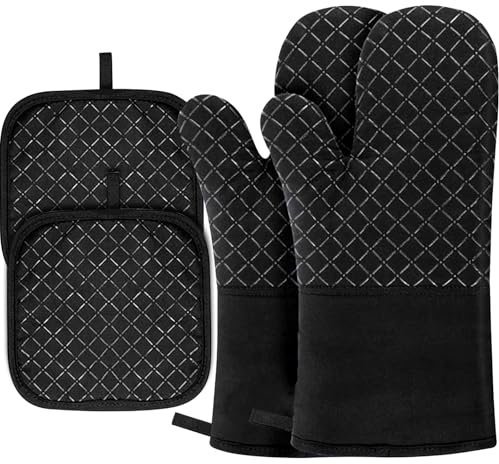 UptVin 4 Guanti da Forno, Resistenti al Calore fino a 300°C, Antiscivolo, Ideali per Cucina, Pasticceria, Grigliate