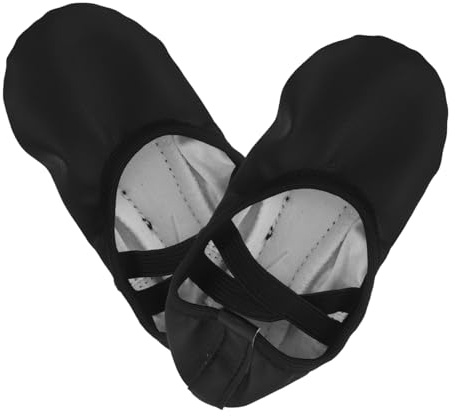 YARNOW PU Balletskor med Sula och Elastiska Band att Ta på Flexibla Dansskor för Balett Yoga och Svart