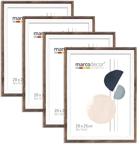 MARCODECOR MARCODECOR.COM Pack de 4 Marcos de Fotos 20x25 cm Blanco y Madera – Portafotos Modernos para Pared o Mesa, Decoración Hogar (Madera Blanco, Pack x 4-20x25 cm)