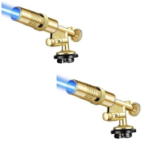 2 unidades de soplete de soldadura para cocinar, flambear, soplete de gas butano, para barbacoa, cocina, soldadura, trabajo en metal con construcción de cobre