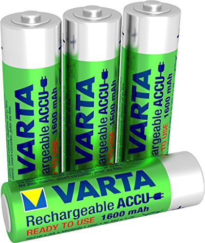 VARTA Rechargeable Ready2Use Pre-Charged AA Mignon Ni-Mh Battery (4-pack, 1,600mAh, 4-pack), rechargeable without memory effect - ready for immediate use