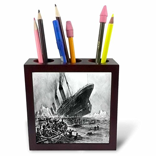 3dRose ph_80330_1 1912 Artists Rendering of Sinking of The Titanic-Tile Pen Holder, 5-Inch