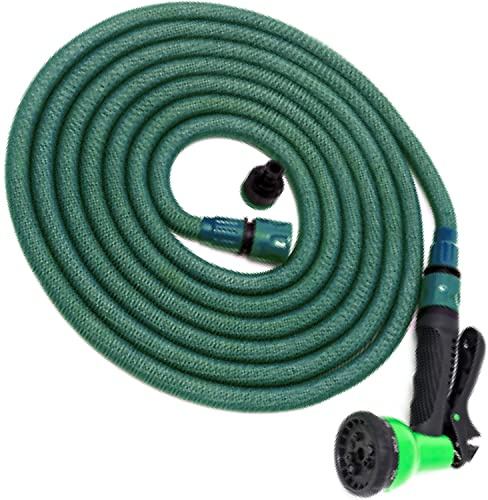 Flexible Garden Hose with Ergonomic Multifunctional Spray Including Adapter and Hand Shower with 8 Spray Functions, Expandable