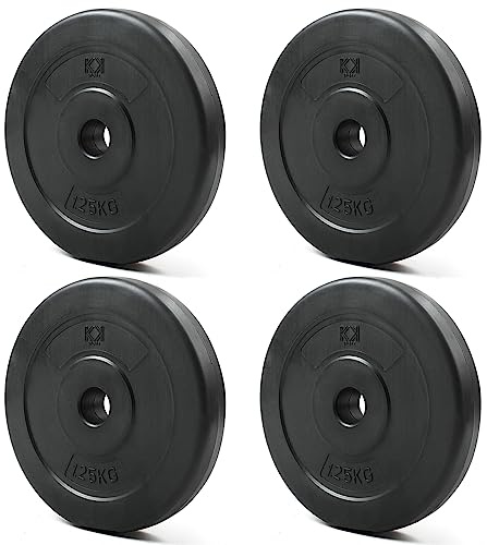 KK Vinyl Weight Plate Set. For 1 Inch Barbell Bar Dumbbells Weight Disc Pair. 2 x 2.5kg, 5kg or 10kg Barbell Weight Plates. Dumbbell Plates for Home or Gym Training or Weightlifting. (4 X 1.25KG)