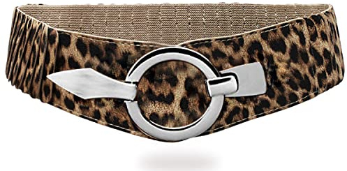 Gloop Elastiskt midjeband för kvinnor, bredd 6 cm, silverring, Leopard, 0 mois
