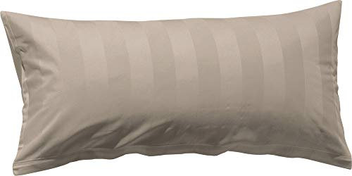 Erwin Müller Mako-Damast Zusatz-Kissenbezug, Kissenhülle Fürth mit Streifen Taupe Größe 40x80 cm - temperaturausgleichend, Kochfest, mit Reißverschluss, 100% Baumwolle