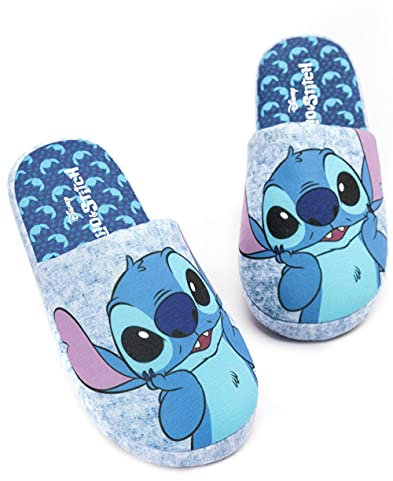 Disney Lilo And Stitch Hausschuhe für Damen | Damen Slip On Blue Stitch Charakter Kidult Merchandise House Loafers Geschenk für Sie