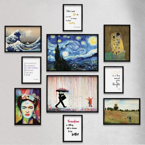 Giallobus - Set mit 10 Wandpostern Sammlung 1 - Beschichtetes Papier - | 2 x A3 42x30cm | 4 x A4 30x21cm | 4 x A5 21x15cm | - OHNE Rahmen - Moderne Gemälde Wohnzimmer