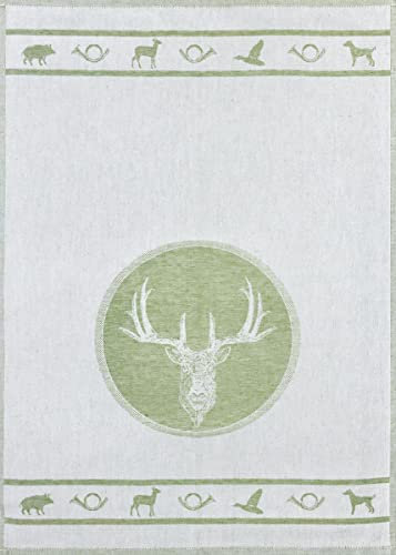 KRACHT Geschirrtuch Jacquard Halbleinen Jagd hellgrün 50x70 cm