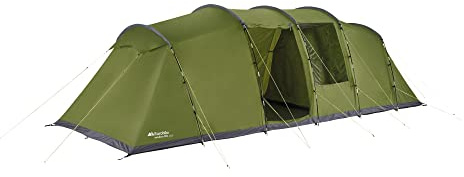 Eurohike Sendero 8XL 8 Man Tent with Large & Spacious Living Area & 2 Separate Bedrooms, 8 Person, Waterproof, Easy to Pitch, Tunnel Design, Ideal for Family Camping Trips & Festivals