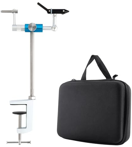 Dr.Fish Tornillo de Banco Giratorio de aleación de Aluminio para Moscas con Funda portátil, rotación de 360 Grados, Herramientas de Atado de Moscas, Herramientas de Amarre de Moscas, Kit de Tornillo