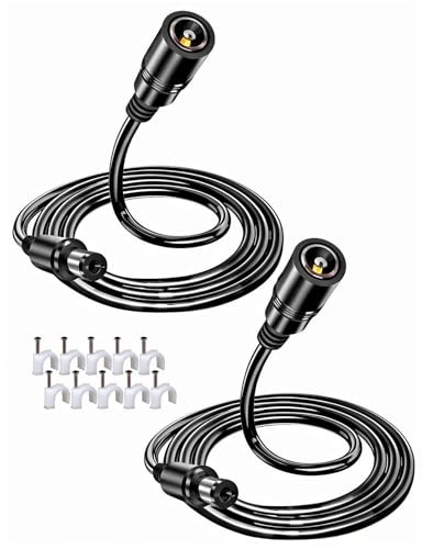 【2er-Pack 18 AWG 1 m】 VOLTKARE 12-V-DC-Verlängerungskabel, 5,5 x 2,1 mm Stecker auf Buchse, für LED Strip Light, IR Illuminator,Tapo WiFi IP-Kamera,6-36 Volt Adapter Power （Schwarz）