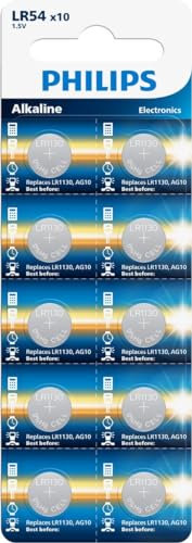 Philips AG10 G10 LR1130 LR54 1.5V Alkaline Knopfzelle Batterie - 10 Stück