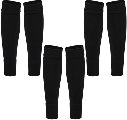 phnydreg 3 Pairs Leg Sleeve Shin Pre Cut Socks for Kids Youth Men Women Soccer Running Cycling (3, Black)
