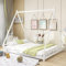 Dolamaní Bodenbett 140x200 cm Holz für Baby Kinde Erwachsene, Kinderbett Bodentief Ohne Rausfallschutz, Bett Bettgestell mit Lattenrost & Zeltständer Dreieck (Weiß)