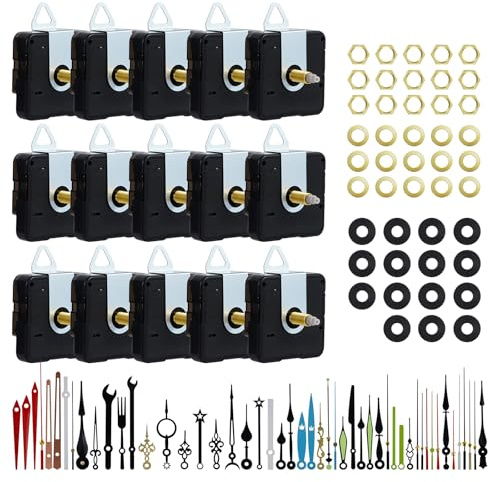 15 Pack Clock Mechanism Replacement Kit with 20 Pairs Clock Hands, Quartz Clock Movement Replacement, Clock Movement Motor Kit for Clock Repair, Replacement and Custom Clock
