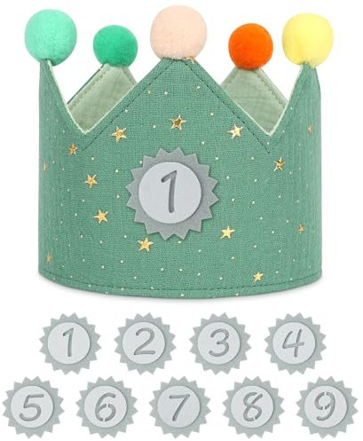 URAQT Corona Compleanno Bambini con Numeri Intercambiabili 0-9, Tessuto Cappello da Festa