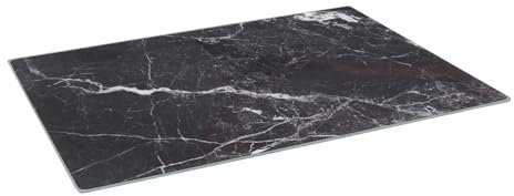Harbour Housewares Rectangle Glass Chopping Board - 40cm x 30cm - Black Marble - 1x Tempered Heat-Resistant Home Kitchen Worktop Saver Hob Cooker Stove Top Surface Protector Cover Cutting Boards