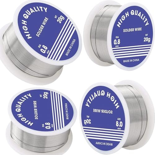 4 PCS Solder Wire, Solder Wire with Flux, Soldering Wire, 0.8mm Tin Content 63% Solder Wire with Rosin Core, for Electronic Electrical Soldering Components Repair and DIY (80g)