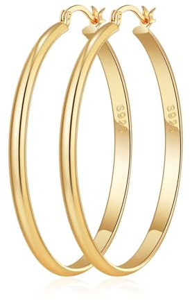 RANKEEF Orecchini a Cerchio in Oro da Leggero Grandi Orecchini Cerchio Ipoallergenici per 14k Oro Vero Orecchini Donna Cerchio