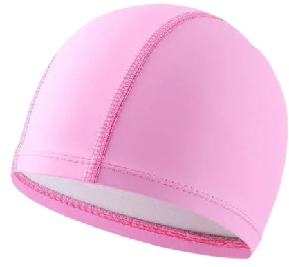 BOJHGO Cuffia da Nuoto 2 Pezzi Cuffia da Piscina Impermeabile Tinta Unita Elastico Proteggi Le Orecchie Cuffia da Bagno for Capelli Lunghi per Donna(Pink)