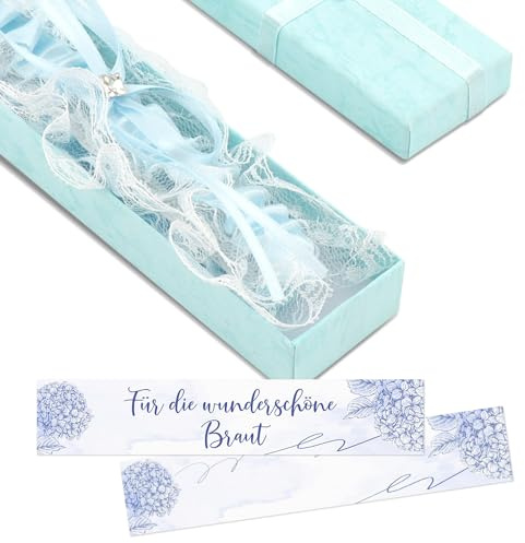 Bridal Garter,Blue Lace Garter for Brides,with Greeting Card,Something Blue for The Bride,Elegant Wedding Accessories for Women Girls Bridal Wedding Hen Party