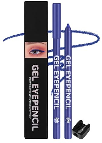 Erinde Lápiz de Ojos Azul Oscuro Resistente al Agua, Lápiz Gel para Delineado, Alta Pigmentación, Larga Duración, Incluye Sacapuntas para Aplicación Precisa #09