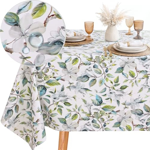 KP HOME Tovaglia Plastificata Rettangolare Premium Foglie Verde – 200 x 140 cm Tovaglia Antimacchia in PVC Impermeabile – Cerata Tavolo in Plastica Estate – Copri Tavolo per Cucina e Sala da Pranzo
