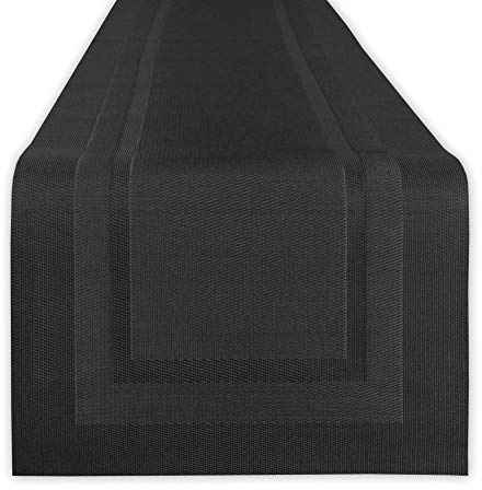 DII PVC Tabletop Collection Woven Indoor/Outdoor, Table Runner, 14x72, Black