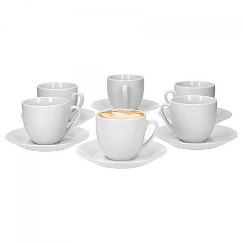 Van Well Trend 6-Set Kaffekopp Med En Kopp Rund, 230 ml Kopp Vitt Porslin