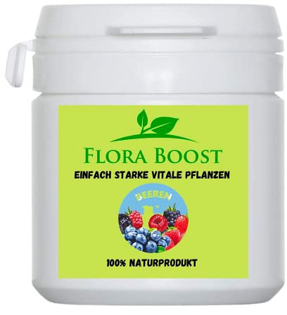 Konfitee Beeren Dünger Flora Boost 100g I Für bis zu 100L Gießwasser I Dünger in Pulverform I Obst Dünger für alle Beeren Sorten I Blatt- & Wurzeldünger I 100% natürlicher Pflanzendünger