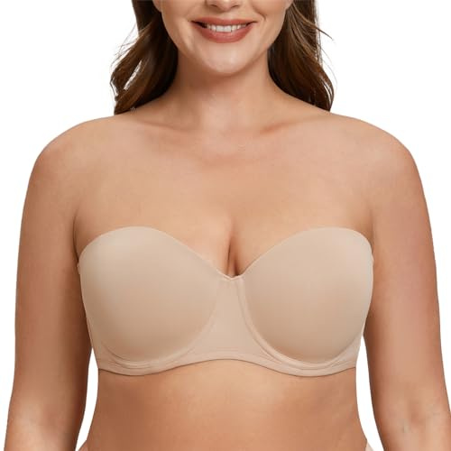 MELENECA - Sujetador sin Tirantes Tallas Grandes Push Up de Silicona para Mujer